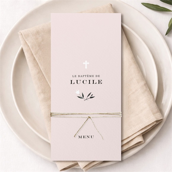 Menu baptême Croix couronnée réf.N22177