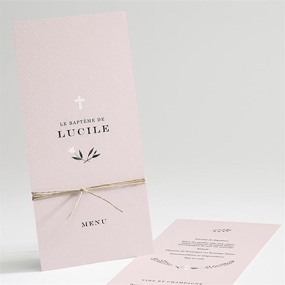 Menu baptême croix couronnée