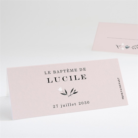 Marque-place baptême croix couronnée