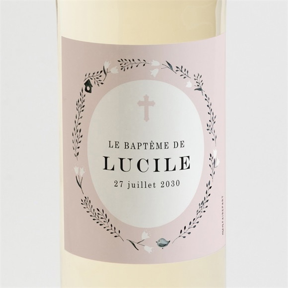 Etiquette de bouteille baptême Croix couronnée réf.N3001519