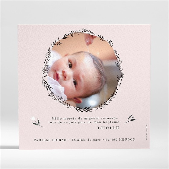 Remerciement baptême croix couronnée