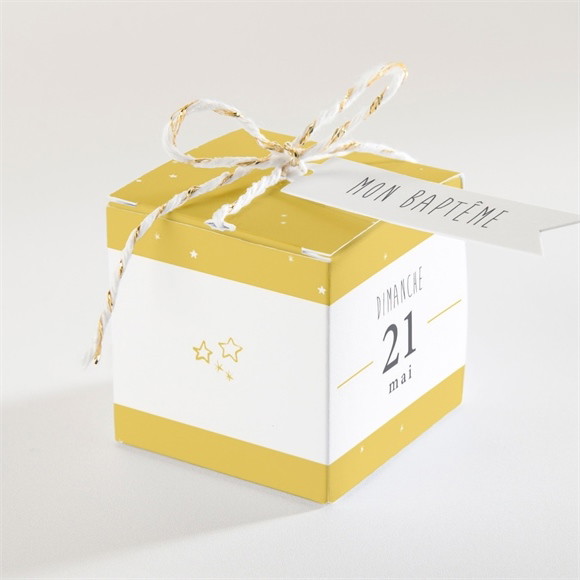 Boîte de dragées baptême Jaune tendance réf.N340166
