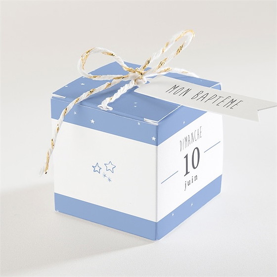 Boîte de dragées baptême cadre et motifs