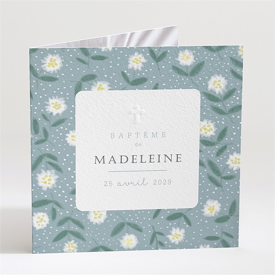 Faire-part de baptême cadre végétal