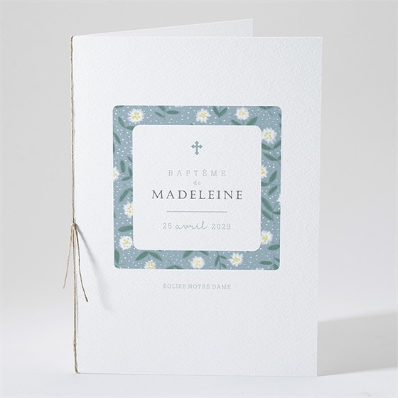 Livret de messe baptême cadre végétal