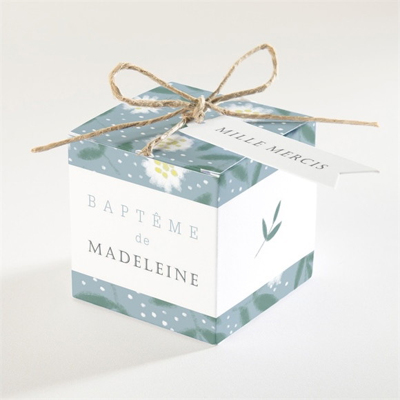 Boîte de dragées baptême Cadre végétal réf.N340168