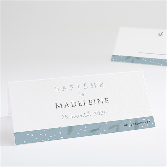 Marque-place baptême cadre végétal