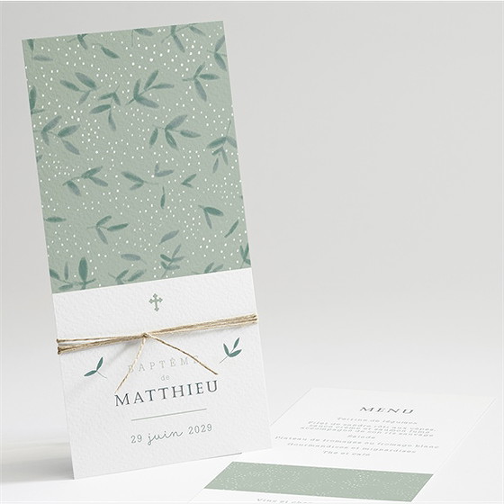 Menu baptême gravure vintage