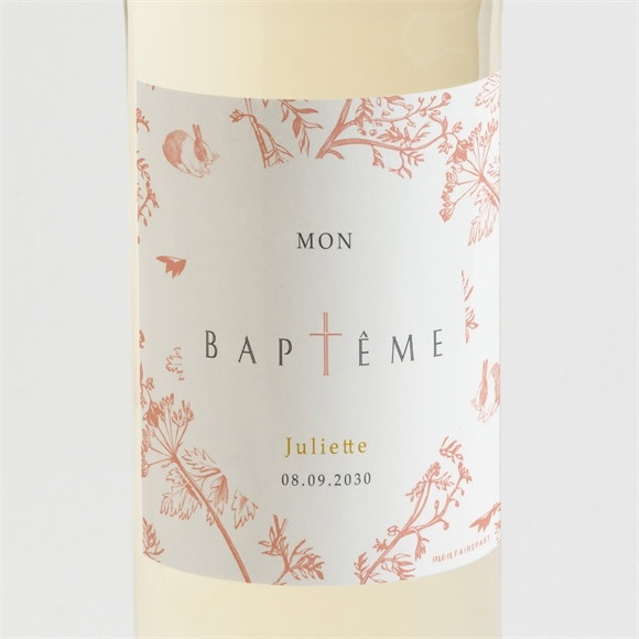 Etiquette de bouteille baptême Motif gravure réf.N3001525