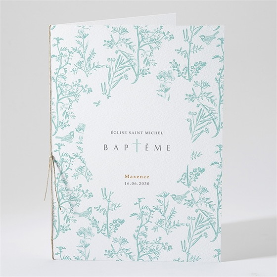 Livret de messe baptême gravure en rond