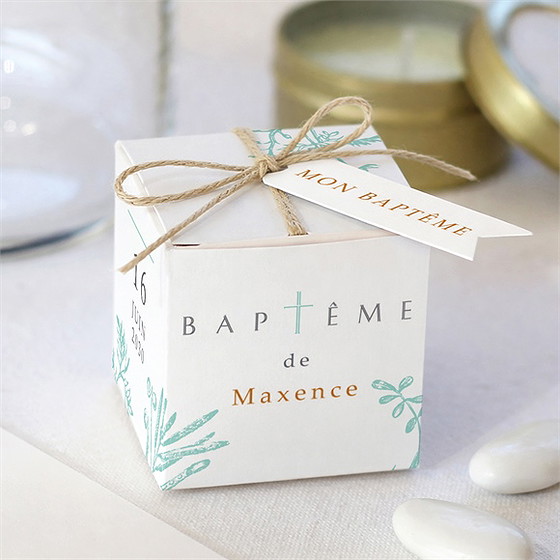 Boîte de dragées baptême gravure en rond