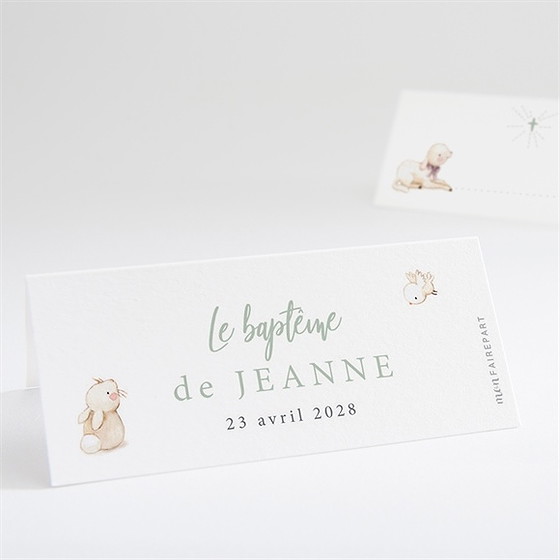 Marque-place baptême tendre scène