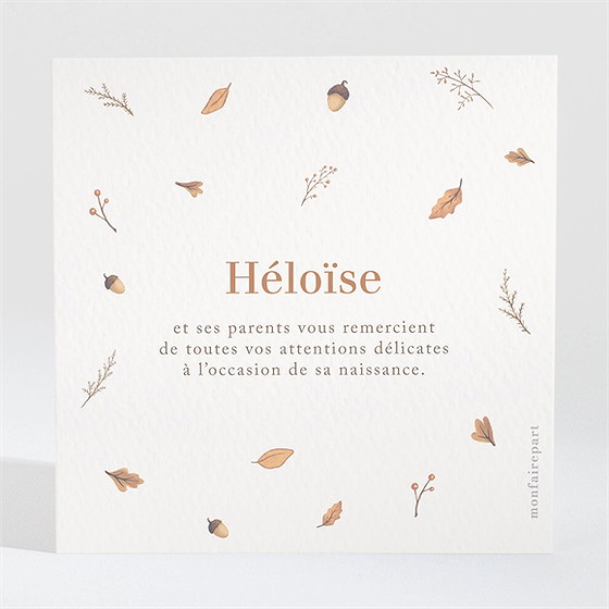 Remerciement naissance automne