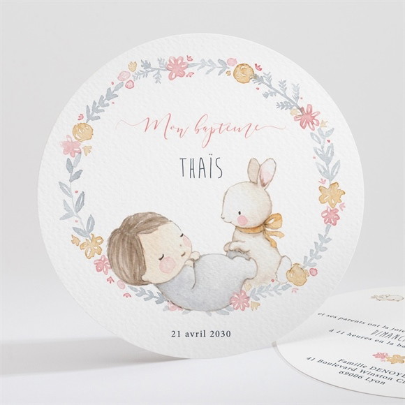 Faire-part de baptême Enfant bercé de tendresse réf.N321121