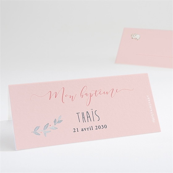 Marque-place baptême enfant bercé de tendresse