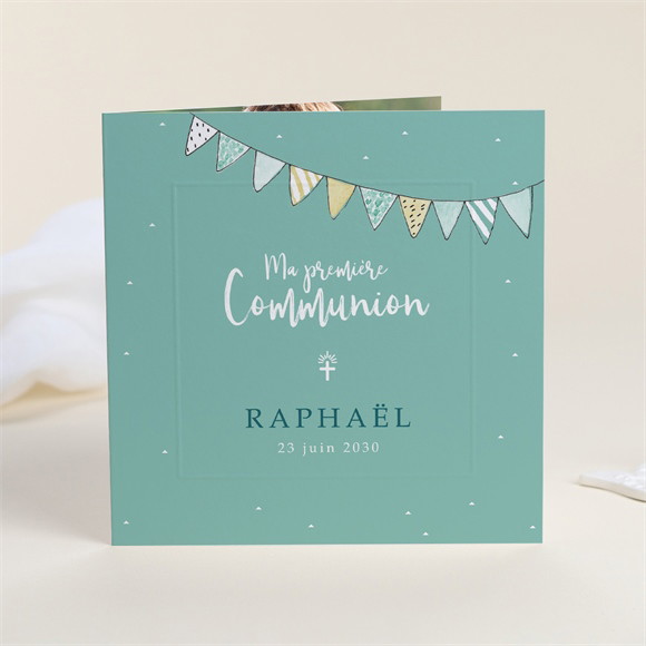 Faire-part communion Ma Cérémonie vert menthe réf.N451142