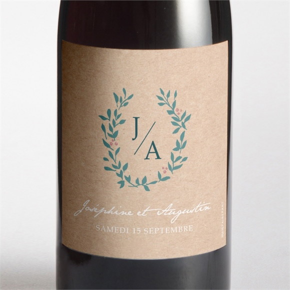 Etiquette de bouteille mariage Kraft naturel réf.N3001533