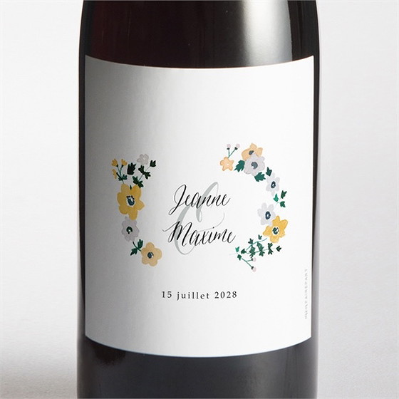 Etiquette de bouteille mariage oui en relief