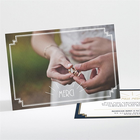 Remerciement mariage art déco