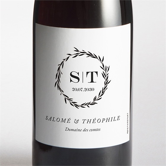 Etiquette de bouteille mariage gravure secrète