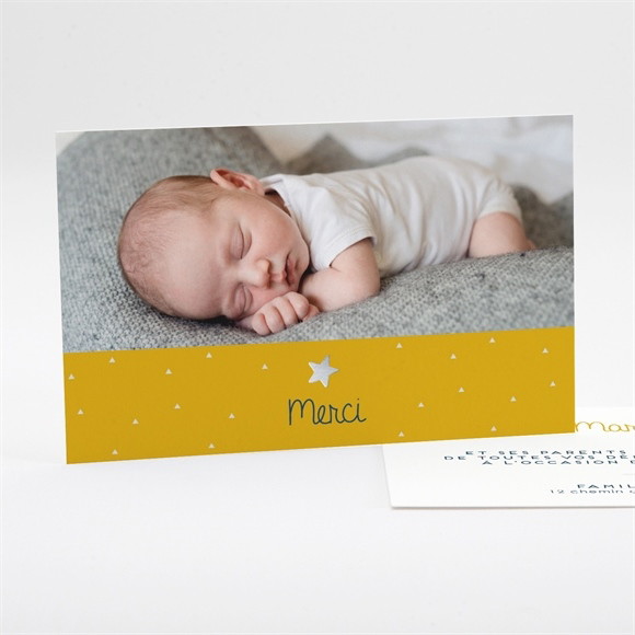 Remerciement naissance Moutarde en rond réf.N17101