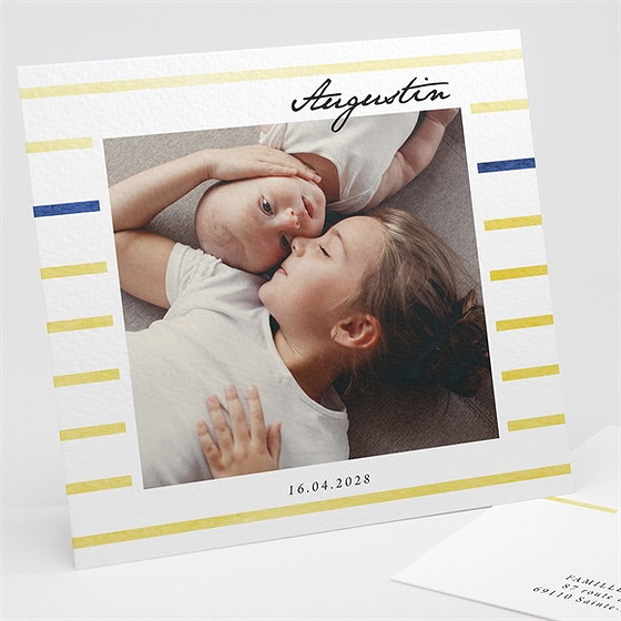 Faire-part naissance rayures chics