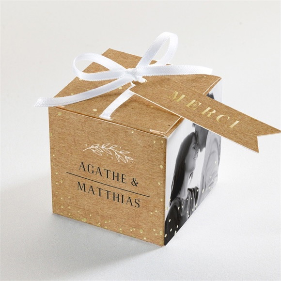 Boîte de dragées mariage Kraft champêtre réf.N340188