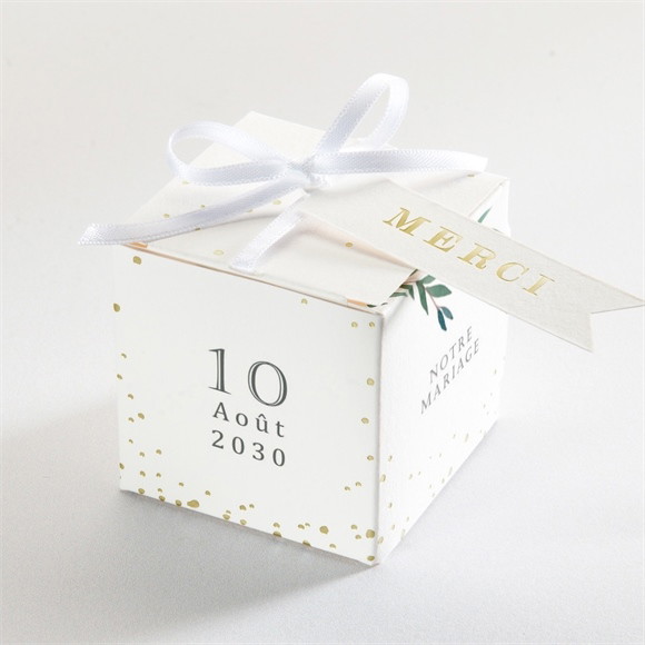 Boîte de dragées mariage Douceur du pinceau dorure réf.N340189