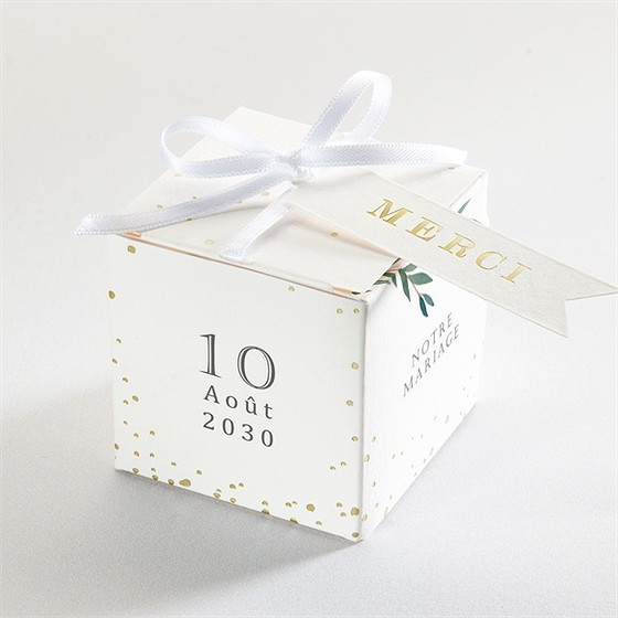 Boîte de dragées mariage douceur du pinceau dorure