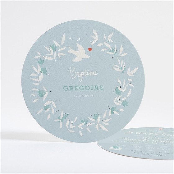 Faire-part de baptême colombe en folie