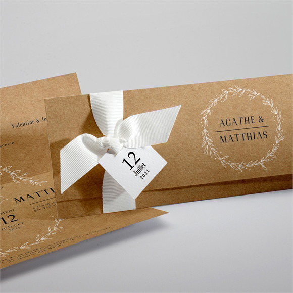 Faire-part mariage Kraft champêtre réf.N94119