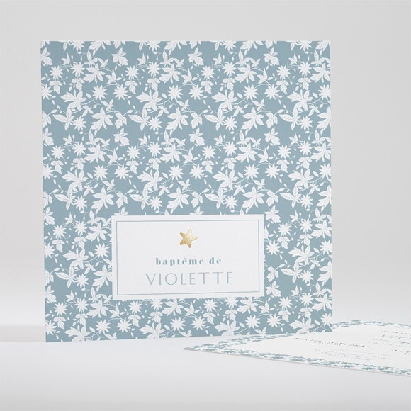 Faire-part de baptême Gravure végétale réf.N35106