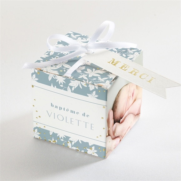 Boîte de dragées baptême Gravure végétale réf.N340193