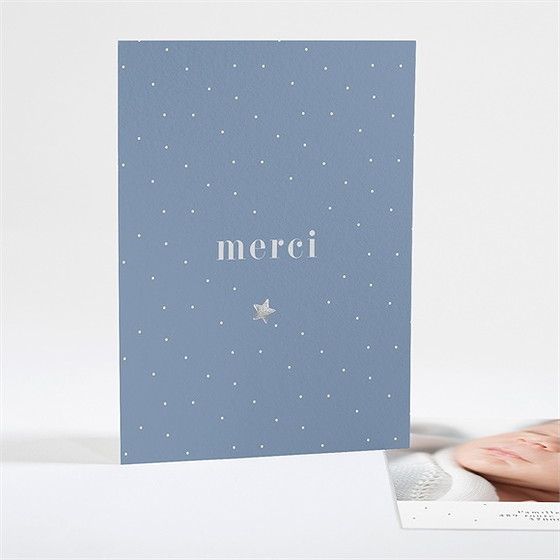 Remerciement naissance bleu givré