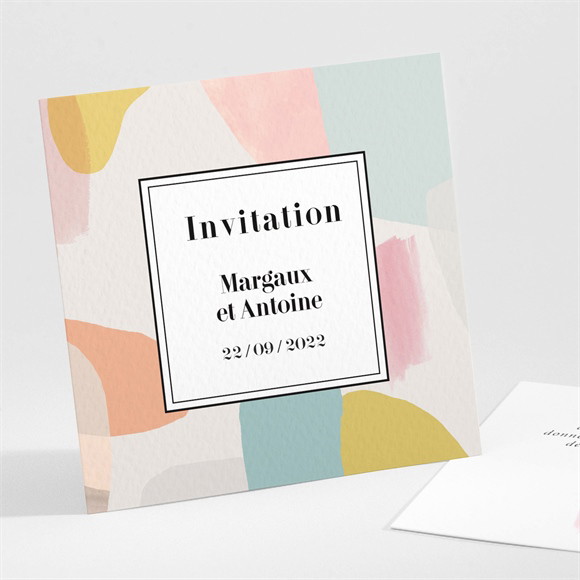 Carton d'invitation mariage Charmantes couleurs réf.N30197