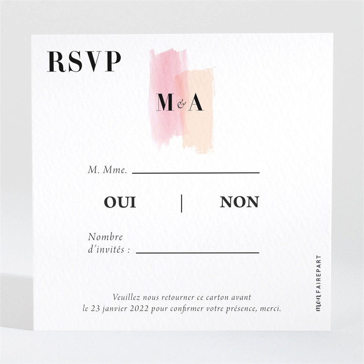 Carton réponse mariage Charmantes couleurs réf.N3001540