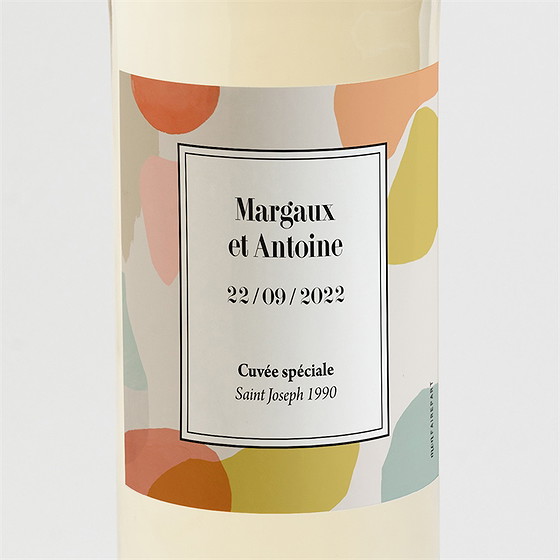 Etiquette de bouteille mariage charmantes couleurs