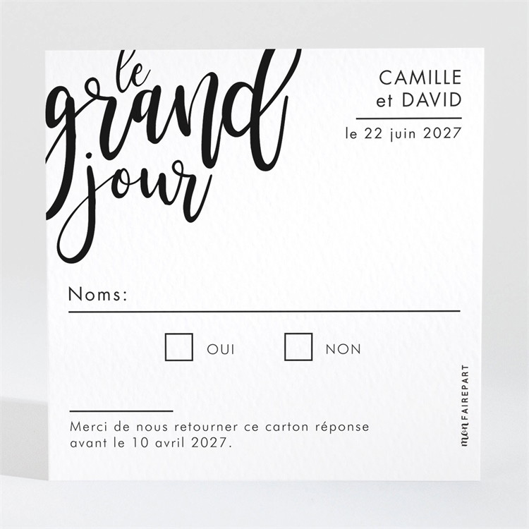 Carton réponse mariage Le Grand Jour réf.N3001543