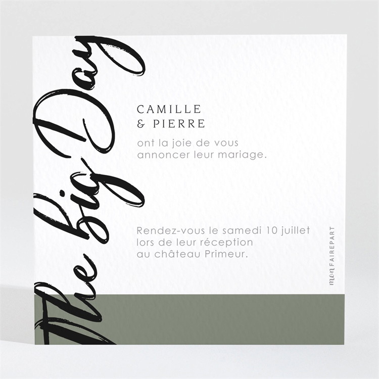 Carton d'invitation mariage The Big Day réf.N3001547