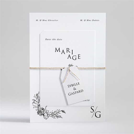 Faire-part mariage délicate ficelle