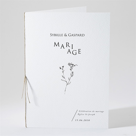 Livret de messe mariage délicate ficelle