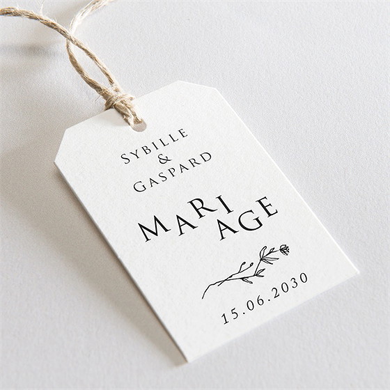 Etiquette mariage délicate ficelle