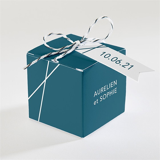 Boîte de dragées mariage bleu minimaliste