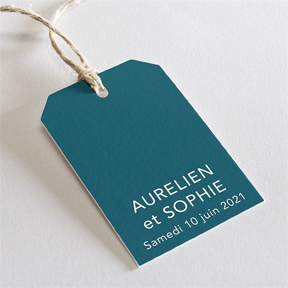 Etiquette mariage bleu minimaliste