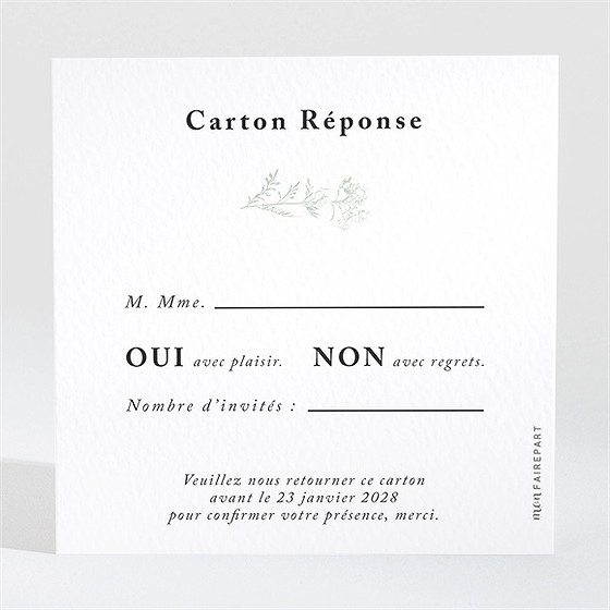 Carton réponse mariage belle nature