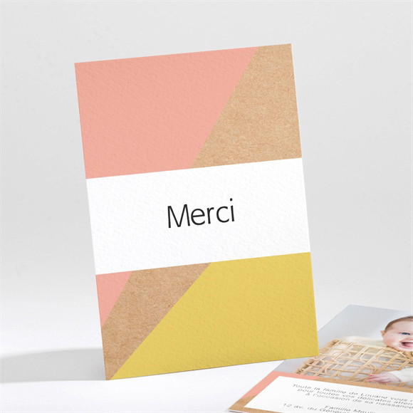Remerciement naissance Pastel et kraft réf.N211215