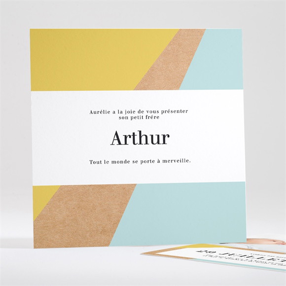 Faire-part naissance Jaune vert kraft réf.N35125