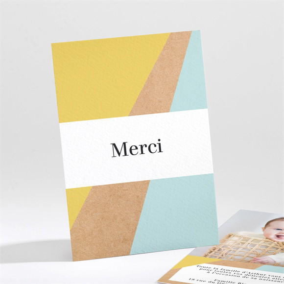 Remerciement naissance Jaune vert kraft réf.N211216