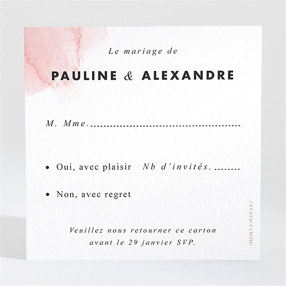 Carton réponse mariage elegantes nuances