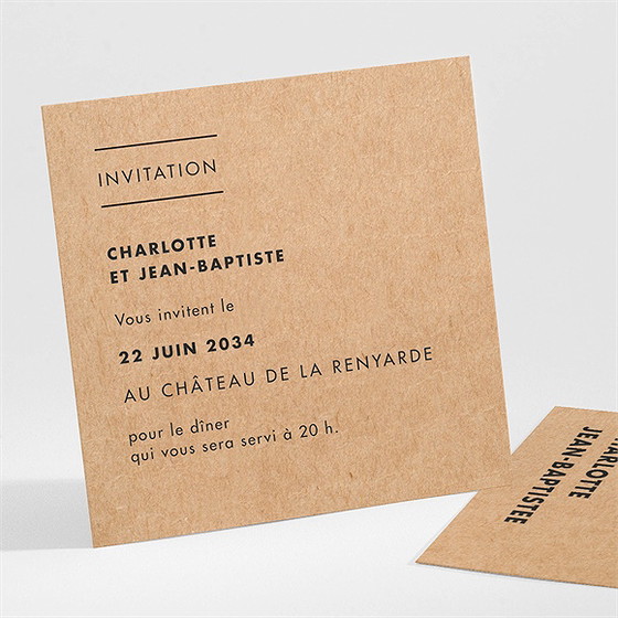 Carton d'invitation mariage so kraft